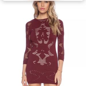 Free People rib lace cut out bodycon bandage dress